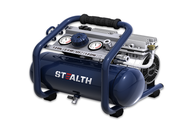  Stealth 2 Gallon Ultra Quiet Air Compressor, 3/4 HP Oil-Free  Peak 125 PSI 60 Decibel Air Compressor,2.8 CFM @ 40 PSI 1.8 CFM @ 90 PSI  Silent Portable Long Life Electric